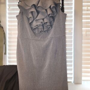 Soho Apparel Gray Ruffle Midi Dress